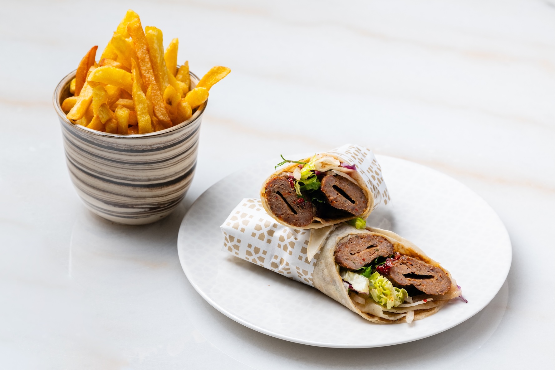 Kofta Wrap with Fries (G,D)