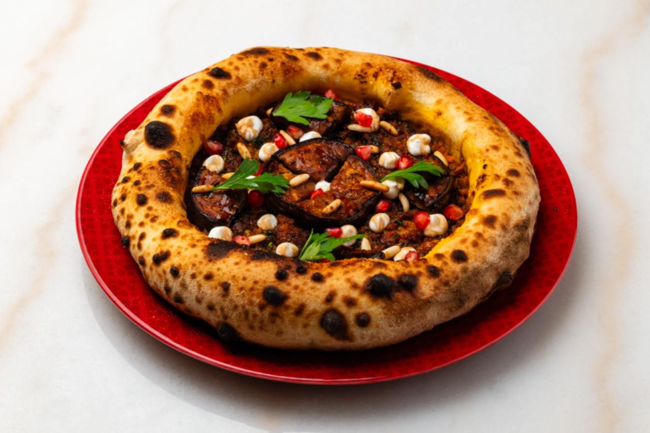 Lamb Ragout and Eggplant Khubz Pizza (G,D)